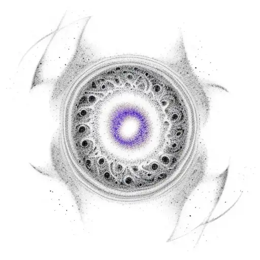 A dotwork tattoo of a spiral galaxy formed by mathematical equations tattoo design idea