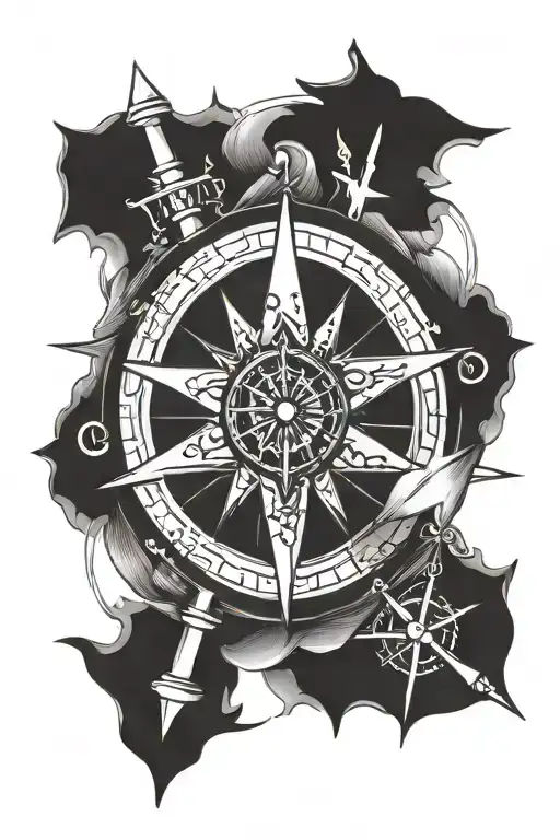 compass with an arrow tattoo design idea