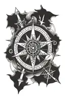 compass with an arrow tattoo design idea