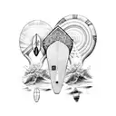 A beach-inspired tattoo with surfboards, flip flops, and shells tattoo design idea