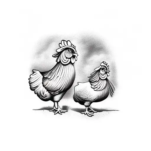 grandparents farm chickens and rabbits tattoo design idea