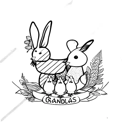 grandparents farm chickens and rabbits tattoo design idea