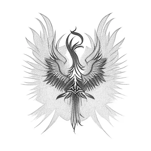 phoenix with smoke  tattoo design idea