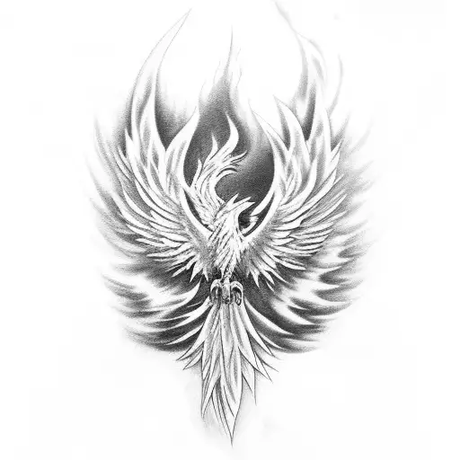 phoenix made of smoke  tattoo design idea