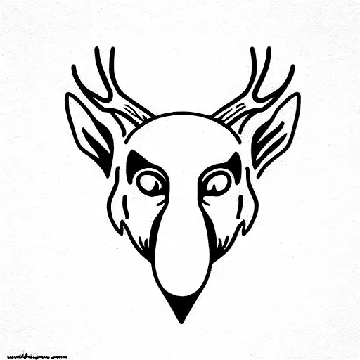 Dog paw and deer antler  tattoo design idea