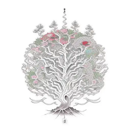 Japanese "Tree Of Life" Tattoo Idea BlackInk AI