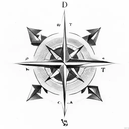 compass and arrow tattoo design idea