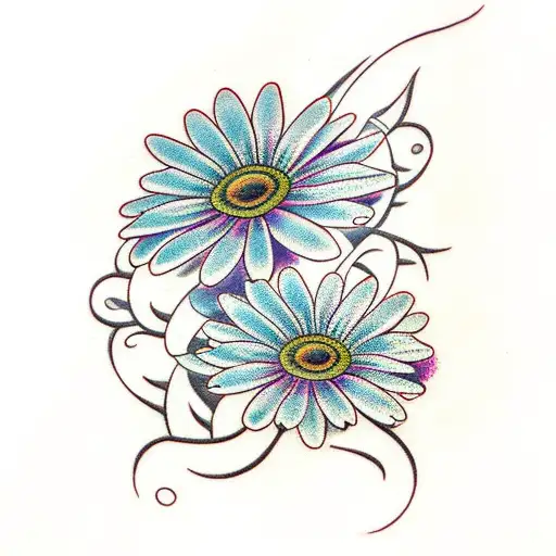 forearm tattoo small daisys with vines and vervain  tattoo design idea
