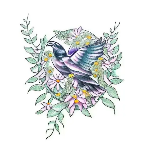 forearm tattoo with small daisys and vines vervain and ravens tattoo design idea