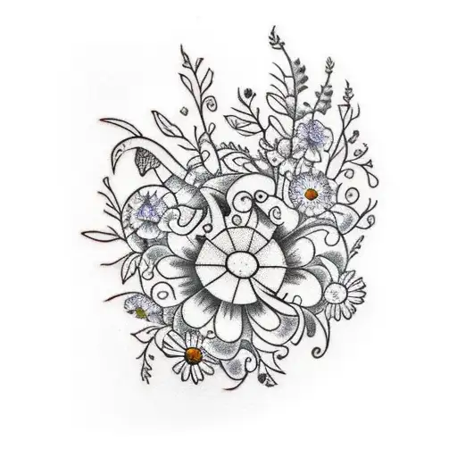 forearm tattoo with small daisys and vines vervain and ravens tattoo design idea