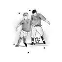 A father and son playing soccer together tattoo design idea