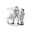 A father and son playing soccer together tattoo design idea