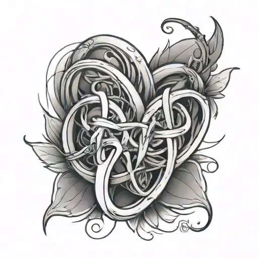 Denise heartbeat line intertwined tattoo design idea