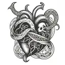 Denise heartbeat line intertwined tattoo design idea