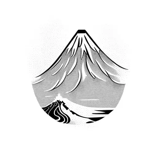A vertical tattoo with a surf wave, a volcano in the background and a toucan tattoo design idea