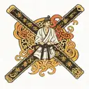 A tattoo of a black belt in martial arts, adorned with traditional Japanese motifs and symbols, representing the client's passion for martial arts tattoo design idea