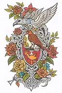 cross, liverbird, YNWA, red kangaroo, turtwig   tattoo design idea