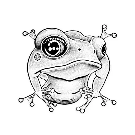 frog with realistic eye  tattoo design idea