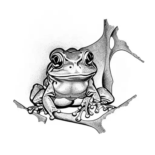 frog side on/ realistic eye  tattoo design idea