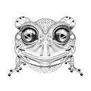 frog with realistic eye  tattoo design idea