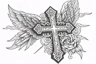Gangsta cross with angel tattoo design idea