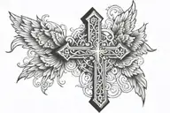 Gangsta cross with angel tattoo design idea