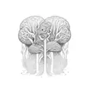 tree root mycelium network human connection tattoo design idea