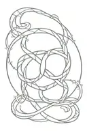 Infinity symbol intertwined with geometric design symbolizing conquering autism, with laurel for triumph and crown on top, all in black/grey linework and dotwork tattoo design idea
