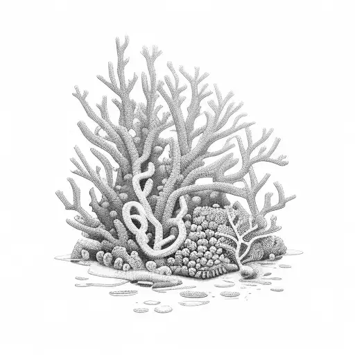 A hiking trail leading to an underwater coral garden tattoo design idea