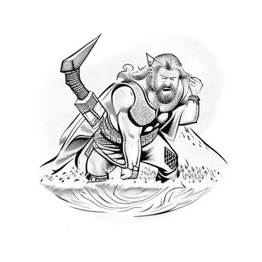 Thor wrestling old age, old Norse style, borre style,  tattoo design idea