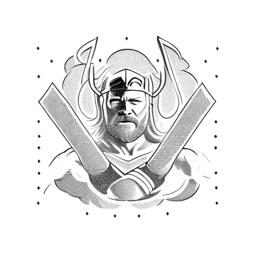 Thor wrestling old age, old Norse style, borre style, god of thunder, line work,  tattoo design idea