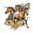 wild horses running across field tattoo design idea