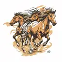 wild horses running across field tattoo design idea