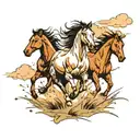 wild horses running across field tattoo design idea