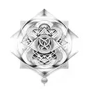 sacred geometry, life and death, good and bad, dragon tattoo design idea