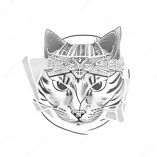 cat, camping and rock and roll tattoo design idea