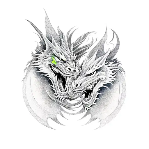 dragon and wolf tattoo design idea