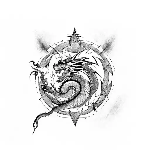 dragon and wolf tattoo design idea