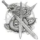 Dragon samurai sword tattoo design idea