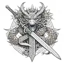 Dragon samurai sword tattoo design idea