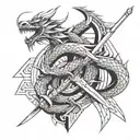 Dragon samurai sword tattoo design idea