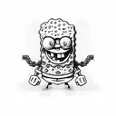 evil spongebob tattoo design idea