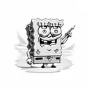 evil spongebob tattoo design idea