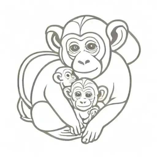 monkey mom and baby tattoo design idea