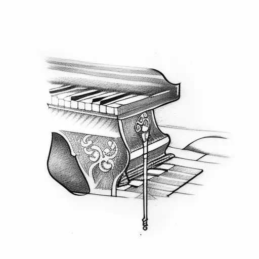 piano guitar flute tattoo design idea
