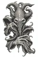mysterious mind flayer from dnd depicted as a dungeon master tattoo design idea