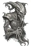 mysterious mind flayer from dnd depicted as a dungeon master tattoo design idea