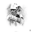 Ms dhoni with gloves and bat tattoo design idea