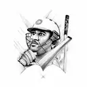 Ms dhoni with gloves and bat tattoo design idea