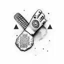 Ms dhoni with gloves and bat tattoo design idea